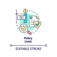 Symbol für das Konzept der Richtlinienbegrenzung. höchste Deckungssumme. versicherungskomponente abstrakte idee dünne linie illustration. isolierte Umrisszeichnung. editierbarer Strich. vektor