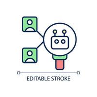 automatisierte talente suchen rgb-farbsymbol. Einstellungsverfahren. Anwendungen analysieren. berufliche Stellung. isolierte vektorillustration. einfache gefüllte Strichzeichnung. editierbarer Strich. vektor