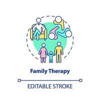 Symbol für das Konzept der Familientherapie. Gruppentherapie für Familienmitglieder. Verhaltensstörung Behandlung abstrakte Idee dünne Linie Illustration. isolierte Umrisszeichnung. editierbarer Strich. vektor