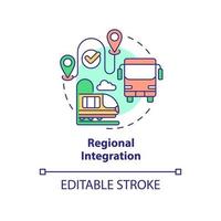 Symbol für regionales Integrationskonzept. Verkehrsanbindung. urban design prinzipien abstrakte idee dünne linie illustration. isolierte Umrisszeichnung. editierbarer Strich. vektor