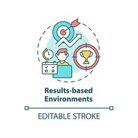 resultatbaserade miljöer koncept ikon. bygga inspirerande arbetsyta abstrakt idé tunn linje illustration. företagskultur. isolerade konturritning. vektor