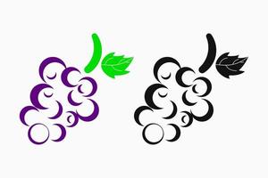Trauben-Logo. Fruchtsymbol mit einfachem und umrissenem Stil. lila und grün. für Logo, Symbol, Symbol und Zeichen vektor