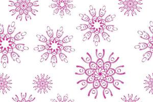nahtloses abstraktes geometrisches Blumenmuster. schöne Batik-Stoff-Design-Vorlage. Kachelbare Vintage-Verzierung. stilvoll umrissenes grafikdesign. weiße und rosa Farbe vektor