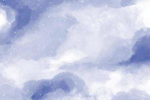 abstrakter blauer Winteraquarellhintergrund. Himmelsmuster mit Schnee