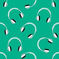 Kopfhörer, Tongeräte, drahtgebundene und drahtlose Ohrhörer zum Musikhören. ohrhörer technologie zubehör für smartphone oder dj. handgezeichnetes Muster. vektor