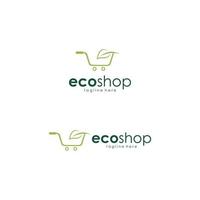 grüner einkaufswagen eco shop logo design inspiration vektor