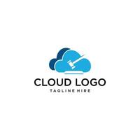 Cloud-Logo. Cloud-Computing-Vorlage. kreativ. internet global. Hochladen. Datentransfer. Webseite herunterladen. Technologie-Symbol. Netzwerksymbol. vektor