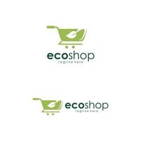 grön kundvagn eco shop logotyp design inspiration vektor