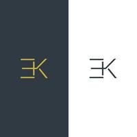e und k Initial-basiertes Logo-Design. modernes, minimales Logo im serifenlosen Schriftstil vektor