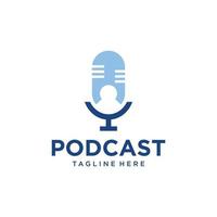 Podcast- oder Radio-Logo-Design mit Mikrofon vektor