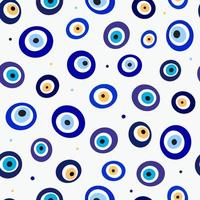 Türkisches nahtloses Muster mit abstrakten Augen auf weißem Hintergrund vektor