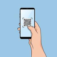 qr kod scanning vektor illustration koncept, människor använder smartphone och skanna qr kod