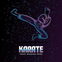 Karate Kick in the Air Neon Line Art Style perfekt für Poster, Banner, Landing Page, T-Shirt und andere Waren vektor