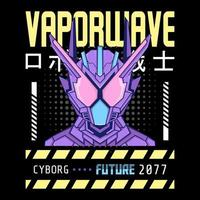 mecha robot vaporwave tema med japansk bokstav, perfekt för varor, hoodie, t-shirt, etc. vektor