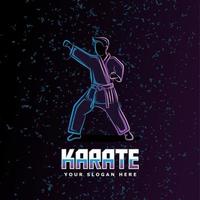 karate stance neon line art style perfekt für poster, banner, landingpage, t-shirt und andere waren vektor