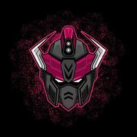 dunkelviolettes Roboter-Mecha-Maskottchen-Logo. vektor