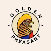 goldener Fasan Kopf Illustration Design Symbol Logo Vektor