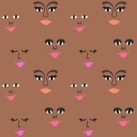 Nahtloses Muster mit Gesichtern, Augen und Lippen von Menschen im Cartoon-Stil vektor