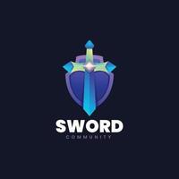 Logo-Vorlage für Schwert und Schild vektor