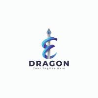 dragon sword logotyp malldesign vektor