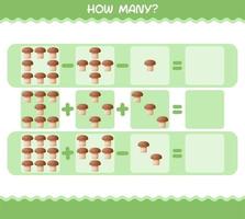 hur många tecknade svampar. räknespel. pedagogiskt spel för barn och småbarn i förskoleåldern vektor
