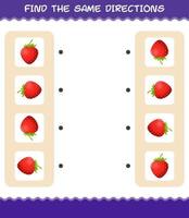 passen die gleichen Richtungen der Erdbeere. Matching-Spiel. Lernspiel für Kinder und Kleinkinder im Vorschulalter vektor