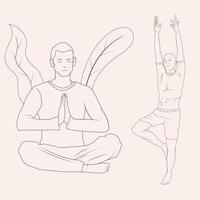 illustration set yoga umriss für die erziehung von gesunden vektor