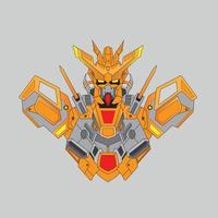 krigare cyborg robot riddare i den heliga geometrin ornament bakgrund, perfekt för t-shirt design, klistermärke, affisch, varor och e-sport logotyp vektor