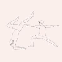 illustration set yoga kontur för utbildning av friska vektor