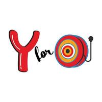 y für yoyo, y-Buchstabe und yoyo-Vektorillustration, Alphabetdesign für Kinder vektor