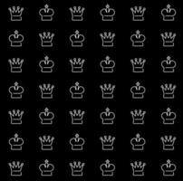 kung krona tecken. vektor. svarta och vita ikoner. linjeikon på schackbräde vektor