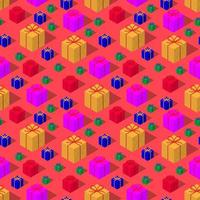 isometrisk presentförpackning seamless mönster vektor på rosa bakgrund