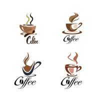 uppsättning kaffekopp logotyp design vektor