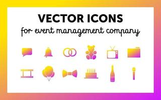 Symbole für Event-Management-Unternehmen vektor