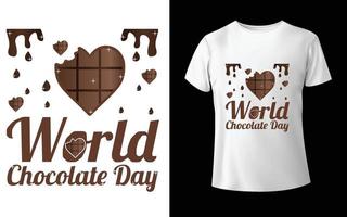 världen choklad dag t-shirt design världen choklad dag kalligrafi hand bokstäver isolerade på vitt. vektormall för logotypdesign, typografiaffisch, gratulationskort, vykort, klistermärke, t-shirt, vektor