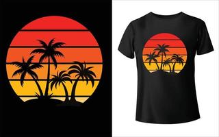 Sommer-T-Shirt-Design, Sommer-Vintage-T-Shirt-Design, Sommer-Strand-T-Shirt-Vorlagenfarbe, T-Shirt-Design vektor