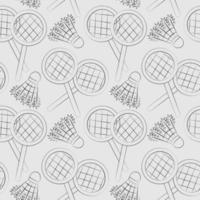 sömlös vektor mönster med kontur fjäderboll och racket