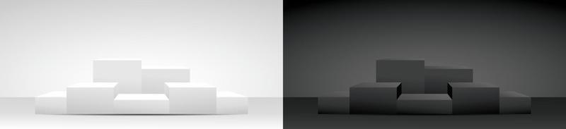 Schwarz-Weiß-modernes minimales quadratisches Anzeigepodium Set 3D-Illustrationsvektor zum Platzieren Ihres Objekts vektor