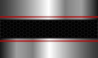 abstrakte silberrote Linie schwarzes Hexagon-Mesh-Design moderner futuristischer Technologie-Hintergrundvektor vektor