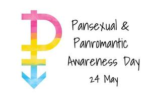 pansexuell symbolikon i färger av pansexuell stolthet flagga - akvarell texturerad vektor illustration ikon. konstnärlig målarfärg handritad tecken på hbtq-gemenskapens könsgrupp, symbol för pansexualitet