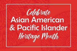 Asiatisk amerikan, Stillahavsöarnas arvsmånad - firande i usa. vektor banner med abstrakt mandala symbol prydnad på röd bakgrund. gratulationskort, banner aapi