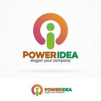 Power-Idee-Logo-Set mit Energieschalter und Buchstabe i vektor