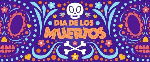 dia de los muertos banner bunter stil vektor