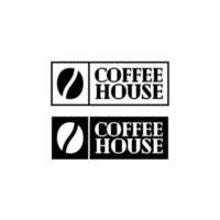 kaffehus logotyp set med kaffeböna svart färg linje stil isolerad på bakgrunden för café vektor