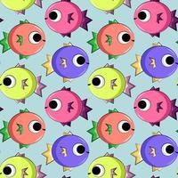 sömlös vektor mönster med söt färg fisk