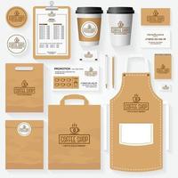 kafé företagsidentitet mall uppsättning med kopp kaffe logotyp. vektor