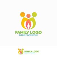 familjens logotyp bestående av enkla figurer mamma, pappa och barn vektor