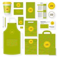 Café Corporate Identity Template Set grüne Farbe vektor