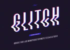 vektor glitch teckensnitt trendiga typografi