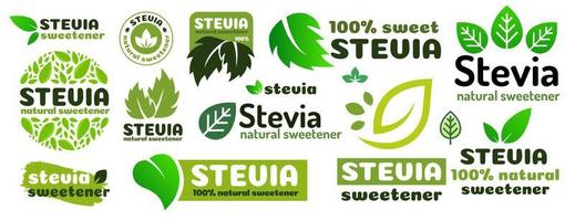 stevia lämnar symbol vektor set